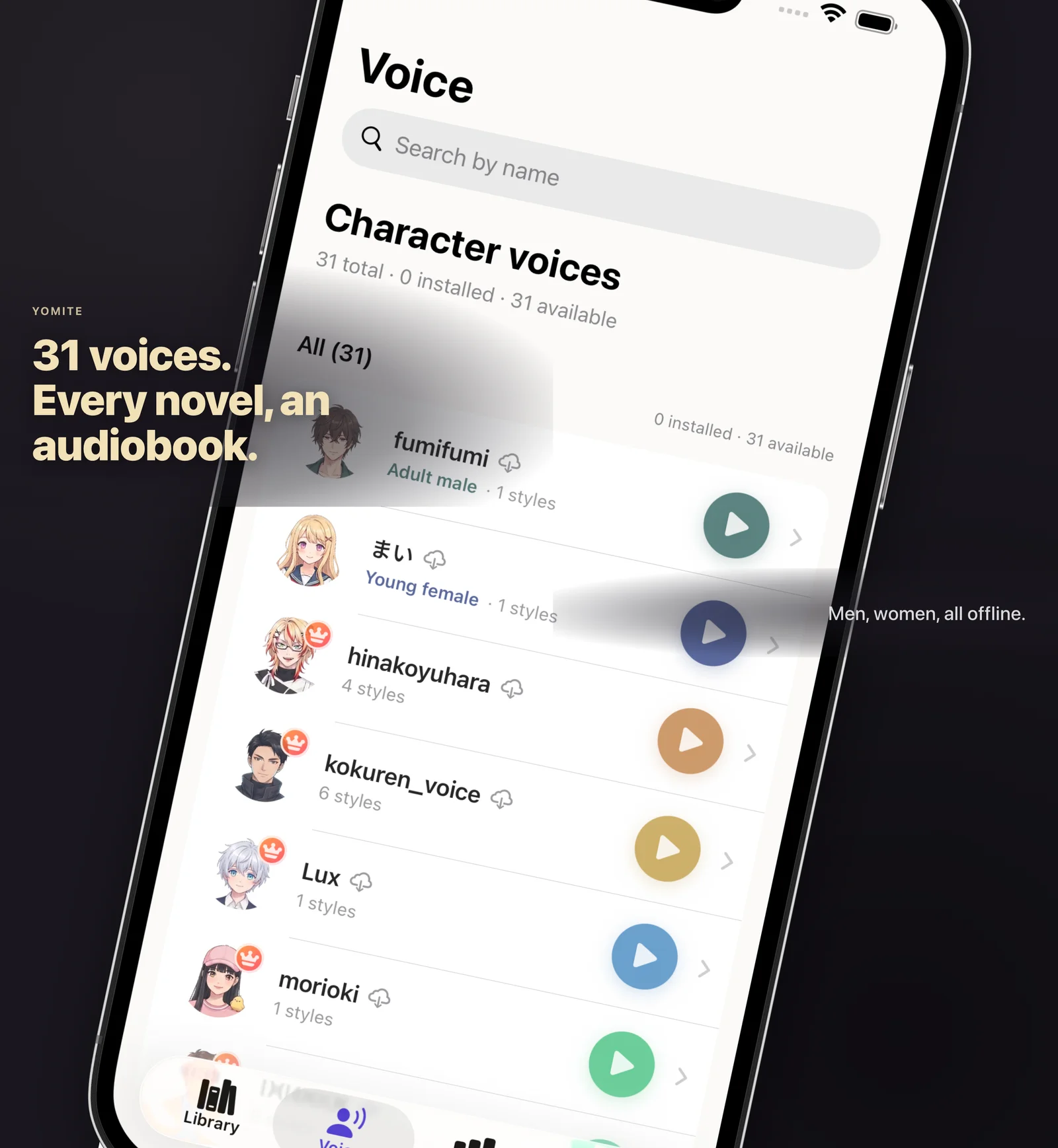 30+ character voices. A whole audiobook library.